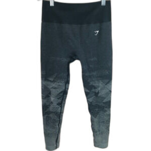 GYMSHARK ADAPT OMBRÉ SEAMLESS LEGGINGS WOMENS MEDIUM BLACK GRAY WORKOUT GYM